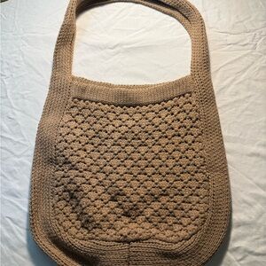 Elegant Tan Crochet Shoulder Bag Boho Chic